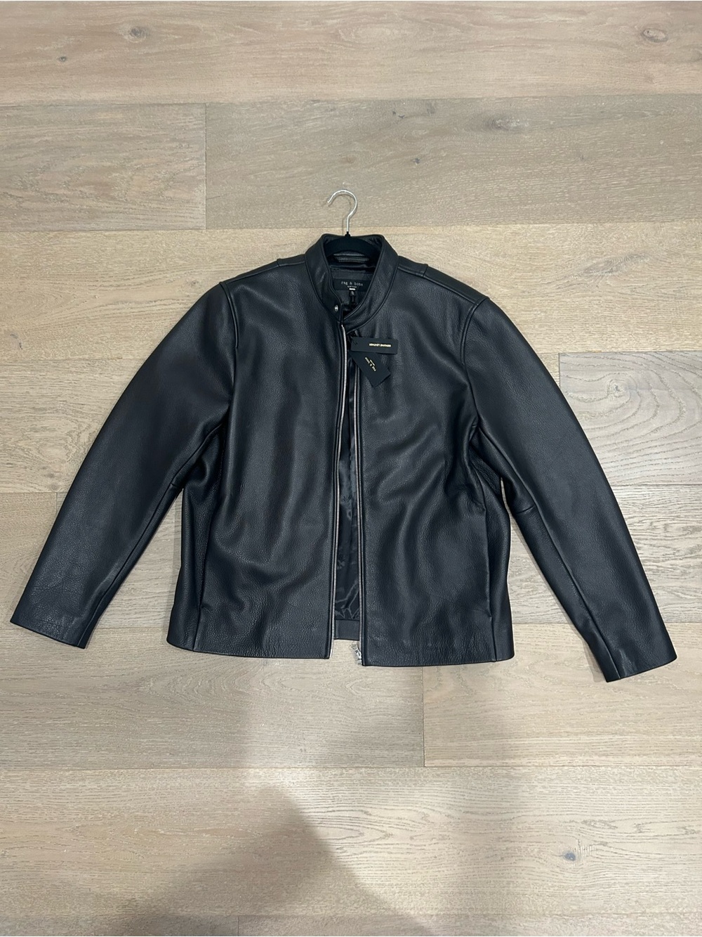 rag & bone Black Cafe Racer Leather Jacket
